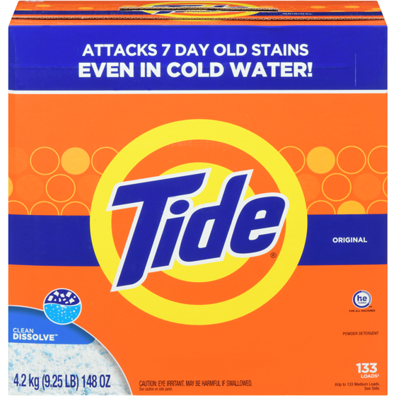 Tide Powder Laundry Detergent, Original Scent, 133 Loads 4.2 kg, $0.79/100g