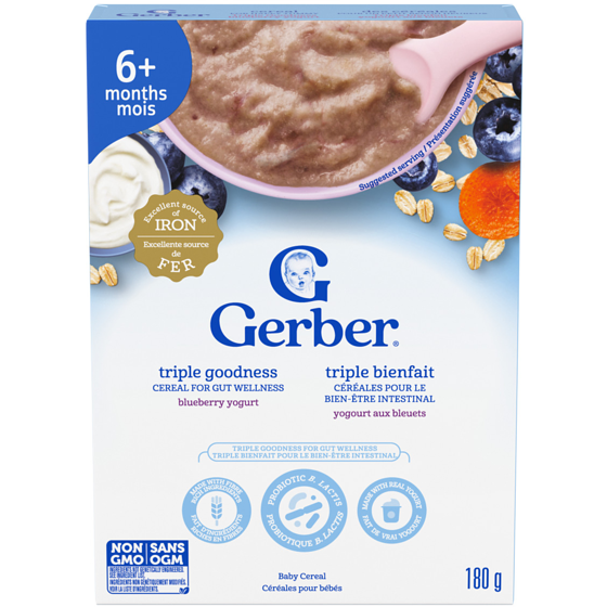 Gerber Triple Goodness Blueberry Yogurt Baby Cereal 180 g, $3.33/100g