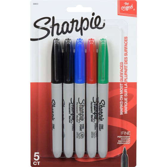 Sharpie Permanent Marker Fine 5 ea, $1.40/1ea