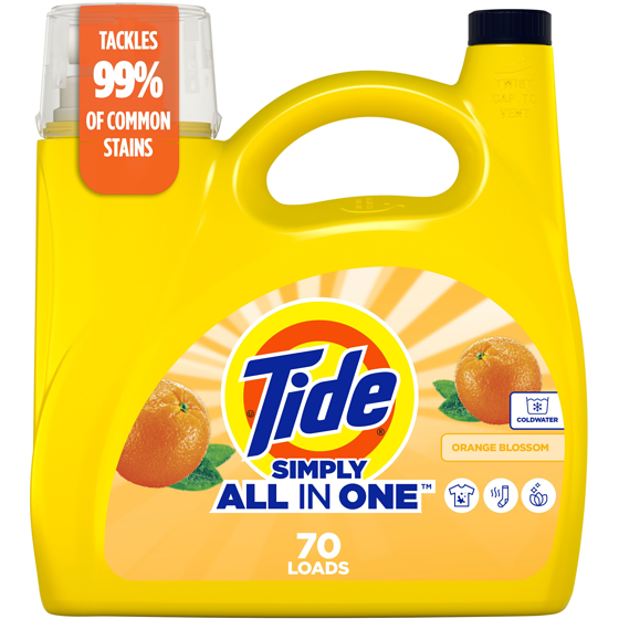 Tide Simply All-In-One Liquid Laundry Detergent, Orange Blossom Scent, 70 Loads 2.72 l, $0.48/100ml