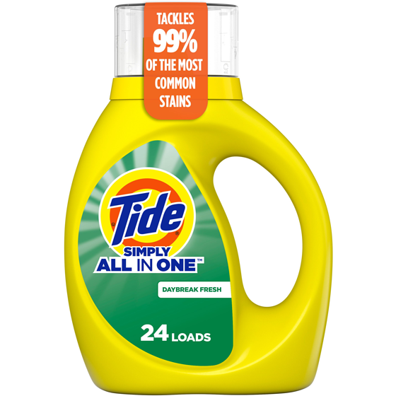 Tide Simply All-In-One Liquid Laundry Detergent, Daybreak Fresh Scent, 24 Loads 946 ml, $0.74/100ml