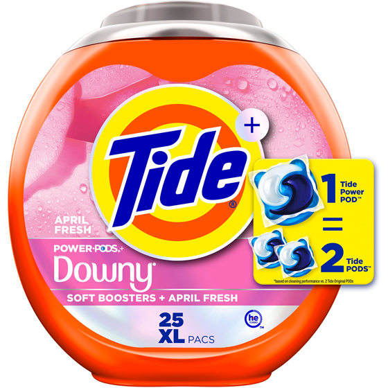 Tide Power PODs + Laundry Detergent Pods, 25 Count, Soft Boosters + April Fresh 1.1 kg, $0.64/1ea