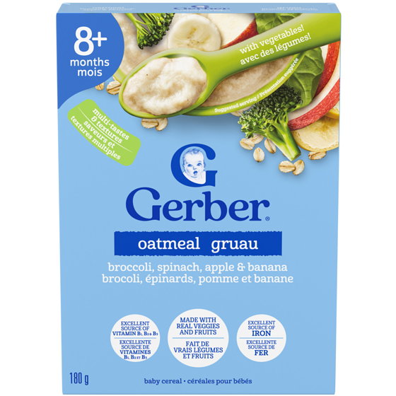 Gerber Oatmeal, Broccoli, Spinach, Apple & Banana Baby Cereal 180 g, $3.33/100g