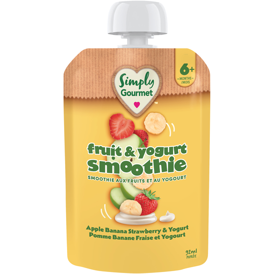 Baby Gourmet Smoothie Simply Gourmet pomme banane fraise et yogourt 92 ml, 2,49 $/100ml