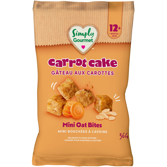 Baby Gourmet Collation pour tout-petits Simply Gourmet mini bouchées à l'avoine gâteau aux carottes 36 g, 6,08 $/100g