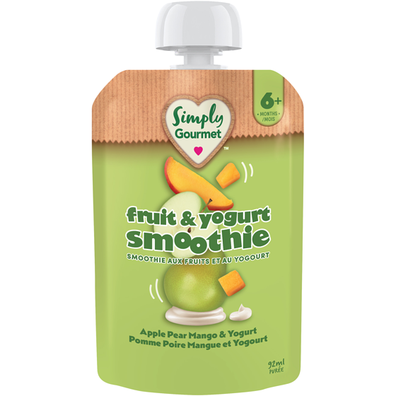 Baby Gourmet Smoothie Simply Gourmet pomme poire mangue et yogourt 92 ml, 2,49 $/100ml