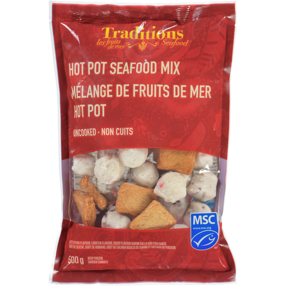 Traditions Hot Pot Seafood Mix 500 g, $1.20/100g