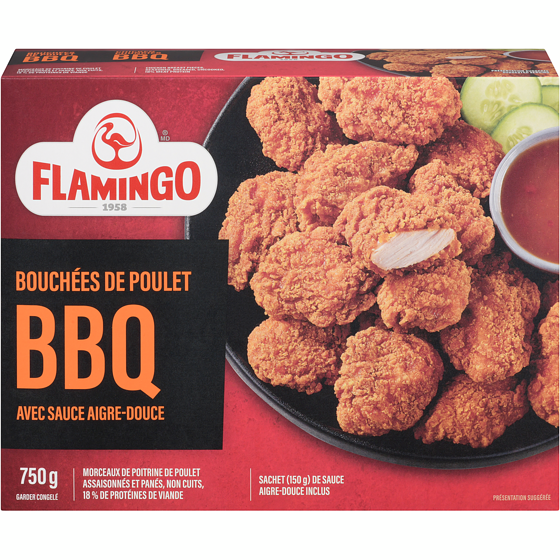 Flamingo Bouchées de poulet avec sauce aigre-douce bbq 750 g, 2,00 $/100g