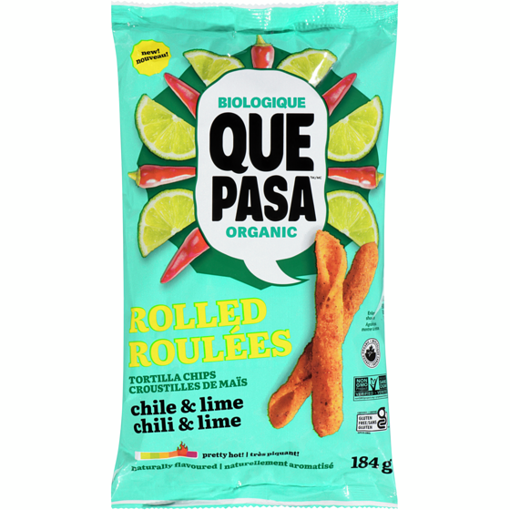 Que Pasa Organic Chile Lime Tortilla Chips 184 g, $3.26/100g