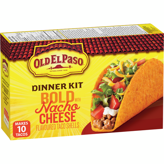 Old El Paso Bold Taco Dinner Kit with Nacho Cheese Flavoured Taco Shells 269 g, $2.60/100g