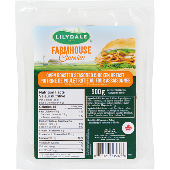 Lilydale Oven Roasted Seasoned Chicken Breast 500 g, $1.50/100g