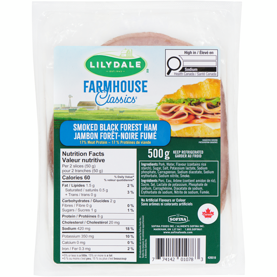 Lilydale Smoked Black Forest Ham 500 g, $1.50/100g