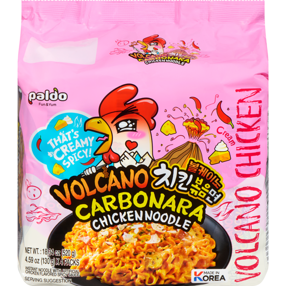 Paldo Nouilles au poulet carbonara volcan 520 g, 1,44 $/100g