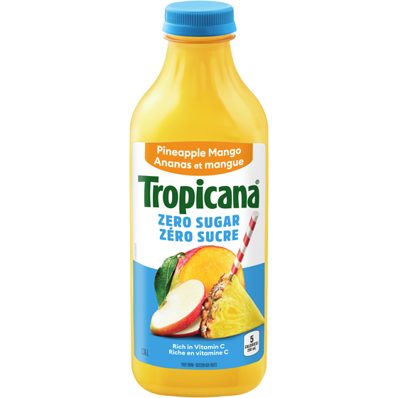 Tropicana Zero Sugar Pineapple Mango 1.36 l, $0.37/100ml