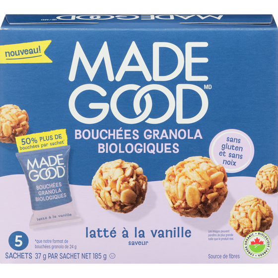 Made Good Bouchées granola biologiques latté à la vanille saveur  185 g, 3,94 $/100g