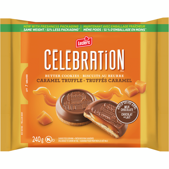 Leclerc Celebration Butter Cookies Caramel Truffle 240 g, $2.41/100g