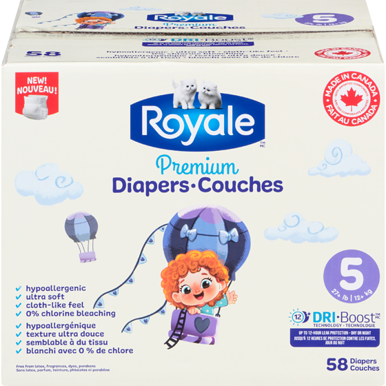 Royale Couches 5 12+ kg 58 ea, 0,34 $/1ch