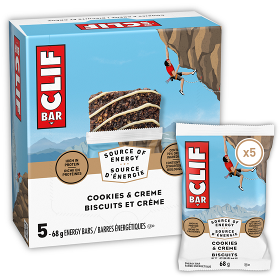 Clif Barres énergétiques Cookies & Creme, teneur élevée en protéines (Emballage de 5) 5x68.0 g, 3,09 $/100g