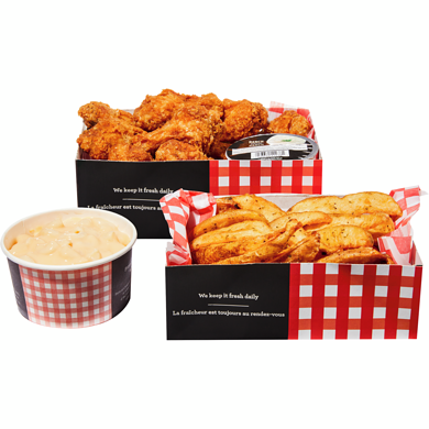 null 14 Jumbo Chicken Wings with Wedges and Mac & Cheese (Available After 11am) 933 g, $1.93/100g