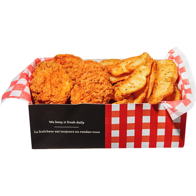 null 6 Chicken Buffalo Flings with Wedges (Available After 11am) 312 g, $2.88/100g