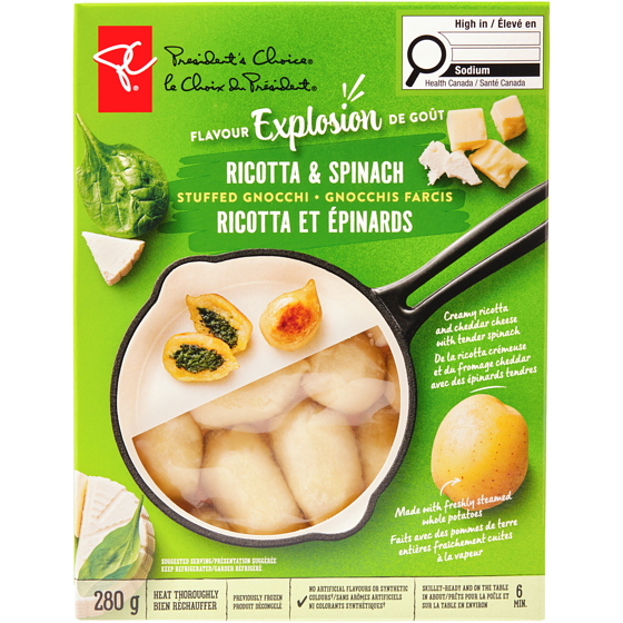 le Choix du Président Gnocchis farcis au ricotta et épinards Explosion de goût 280 g, 1,79 $/100g