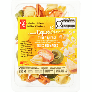 President's Choice Flavour Explosion Three Cheese Rainbow Tortelloni Filled Pasta 600 g, $1.50/100g