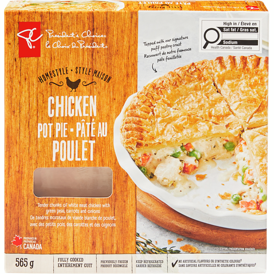 President's Choice Homestyle Chicken Pot Pie 565 g, $1.77/100g