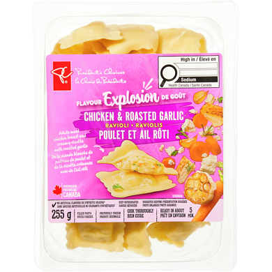 President's Choice Chicken and Roasted Garlic Ravioli 255 g, $1.96/100g