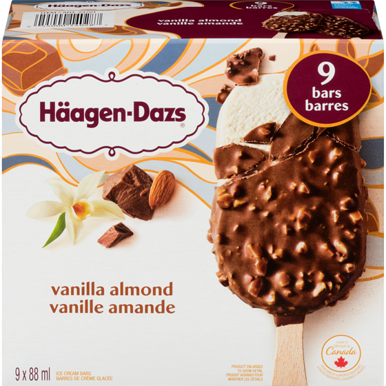 Haagen Dazs Vanilla Almond Ice Cream Bars 9x88.0 ml, $2.15/100ml