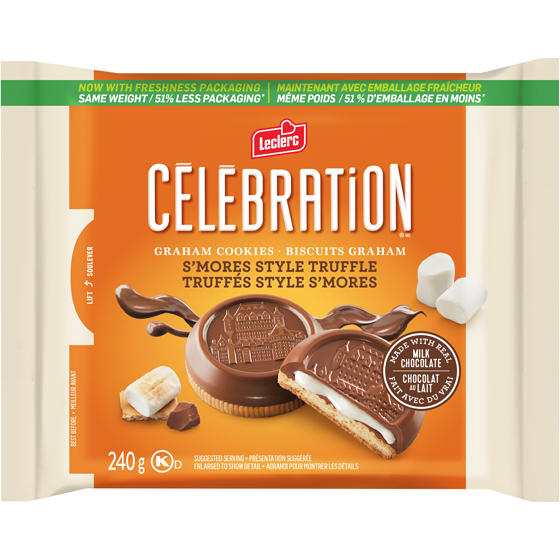 Leclerc Celebration Graham Cookies S'mores Style Truffle 240 g, $2.41/100g