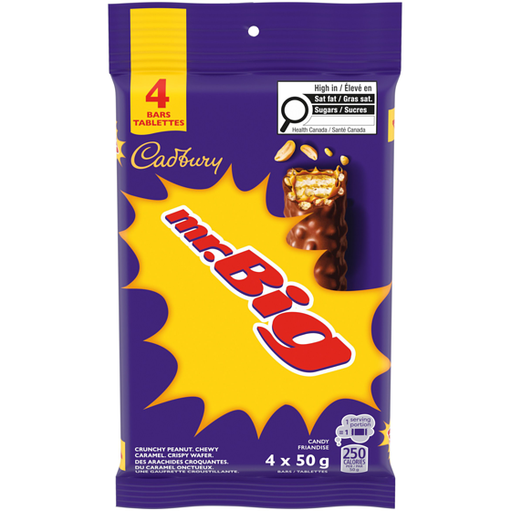 Cadbury MR. BIG, friandises à saveur de chocolat, gâterie sucrée, emballage multiple (4 emballages) 200 g, 3,75 $/100g
