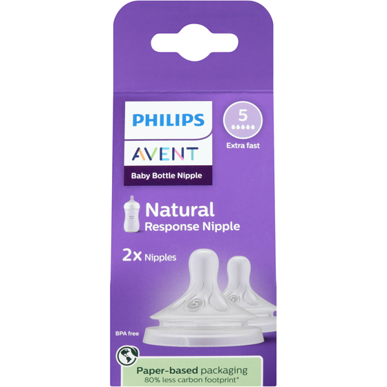 Philips Baby Bottle Nipple Natural Response Nipple 5 Extra Fast 2 ea, $4.50/1ea