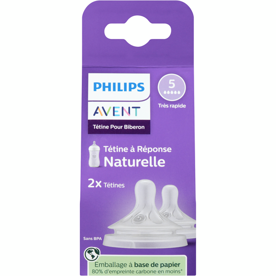 Phillips Tétine pour biberon tétine à réponse naturelle 5 très rapide 2 ea, 4,25 $/1ch