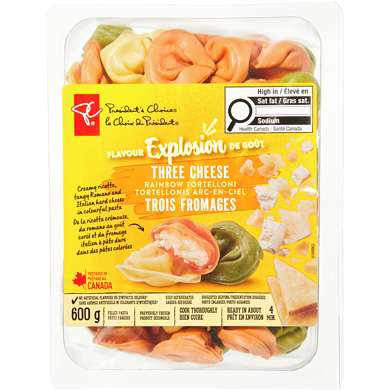 President's Choice Flavour Explosion Three Cheese Rainbow Tortelloni Filled Pasta 255 g, $1.96/100g