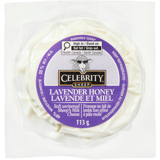 Celebrity Soft Unripened Sheep's Milk Cheese Lavender Honey 25 % M.F. 113 g, $5.74/100g