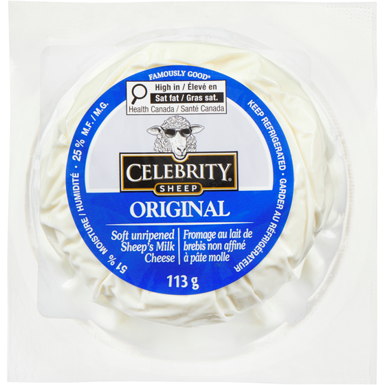 Celebrity Soft Unripened Sheep's Milk Cheese Original 25 % M.F. 113 g, $5.74/100g