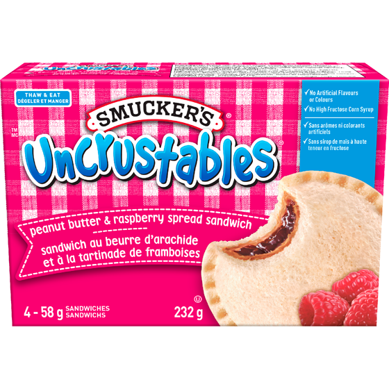 Smuckers Product Title Uncrustables Peanut Butter & Raspberry Spread Sandwich 4 Pack 4x58.0 g, $2.05/100g