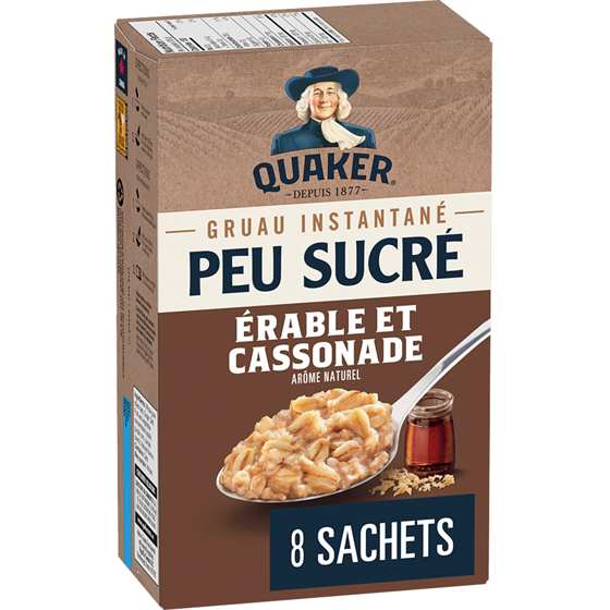 Quaker Gruau instantané Peu sucré saveur Érable et cassonade (8 sachets) 232 g, 1,63 $/100g