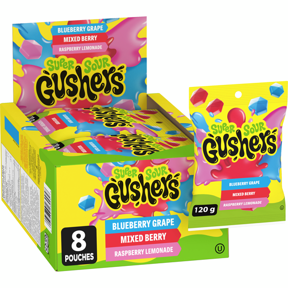 Betty Crocker Super Sour Gushers, Gluten Free Fruit Flavoured Snack 120 g, $1.67/100g