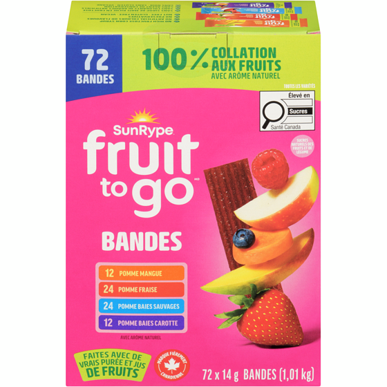 SunRype Assortiment de collations 100 % fruits Fruit to Go, 72 x 14 g 72x14.0 g, 2,68 $/100g