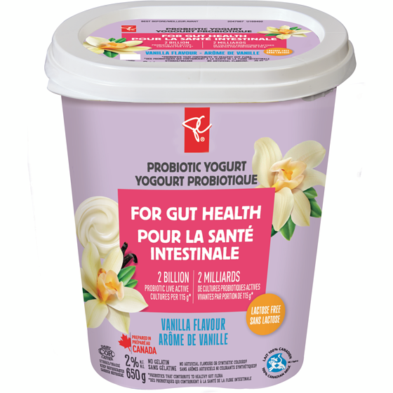 President's Choice Vanilla Flavour Probiotic Yogurt 650 g, $0.54/100g