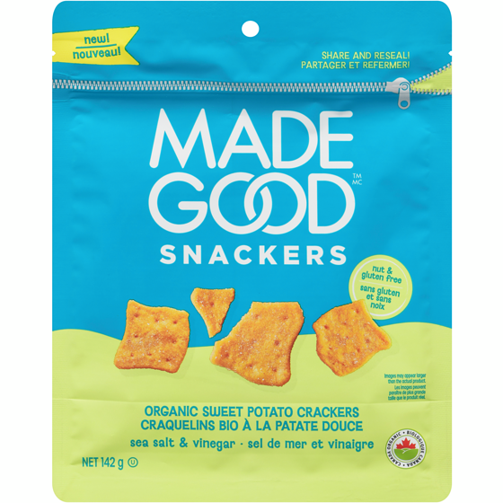 Made Good Organic Sweet Potato Crackers Sea Salt & Vinegar 142 g, $5.49/100g