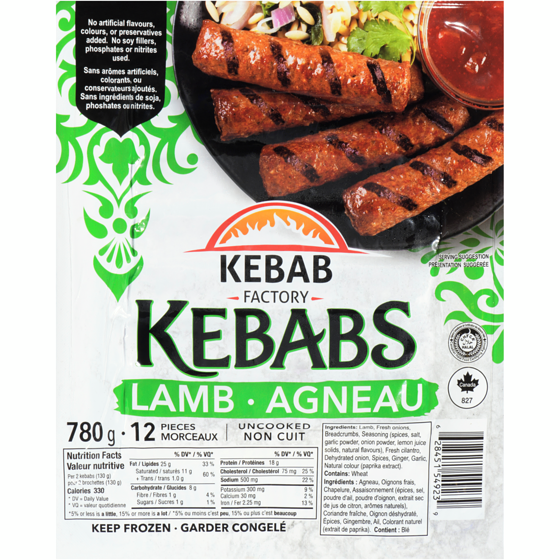 Kebab Factory Kebabs Lamb 780 g, $2.31/100g