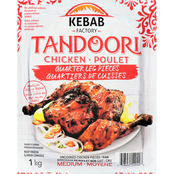 Kebab Factory Tandoori Chicken Quarter Leg Pieces 1 kg, $1.30/100g