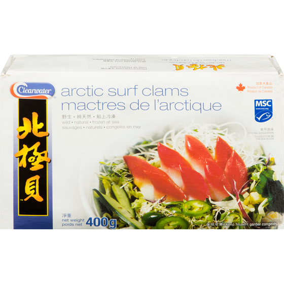 Clearwater Arctic Surf Clams 400 g, $2.50/100g