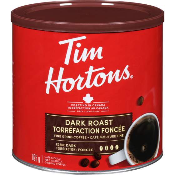 Tim Hortons 100 % Arabica Ground Coffee Dark Roast Fine Grind Coffee 825 g, $4.00/100g