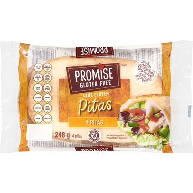 Promise Gluten Free Pitas 248 g, $3.42/100g