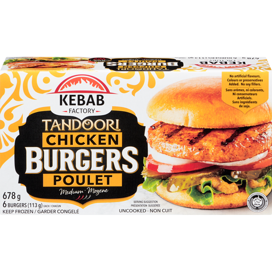 Kebab Factory Tandoori Chicken Burgers 678 g, $1.33/100g